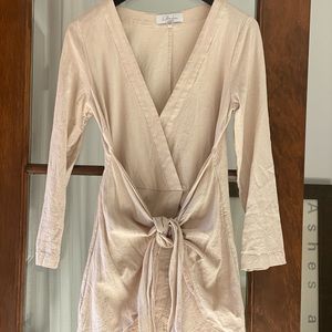 L' Academie Linen Rayon Blend dress with tie front detail.